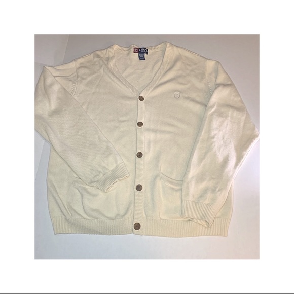 Chaps Cardigan Cream Color two pocket front EUC 🆕 - Picture 1 of 8